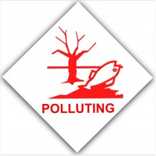 6 x Polluting - Red on White,External Self Adhesive Warning Stickers-Pollution Health and Safety Sign-Fishing Lake,Water,Fishery,Danger 